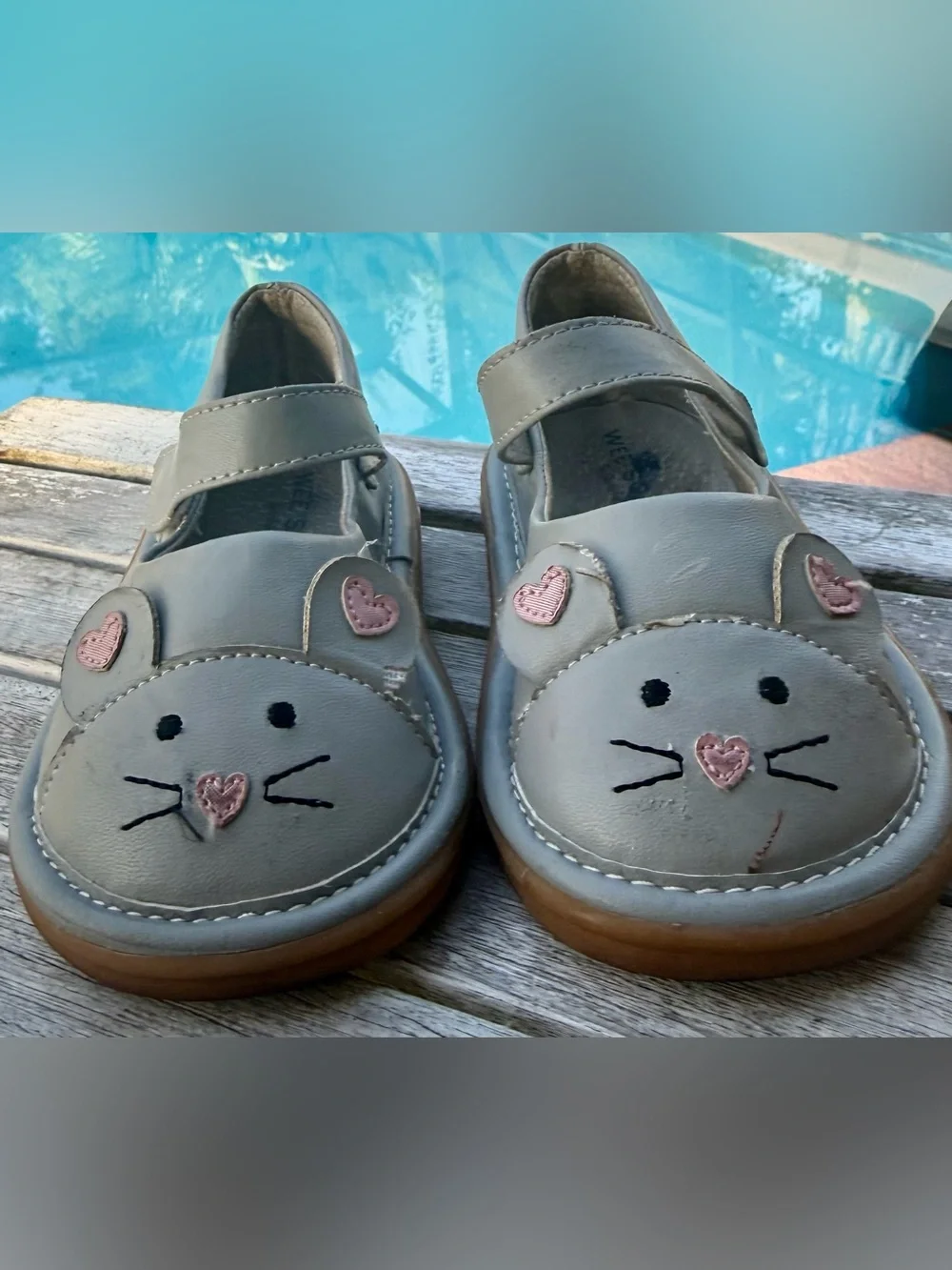 WEE SQUEAK TODDLER SQUEAKY MARY JANE SHOES MOUSE SIZE 9 (3-3.5yrs.)